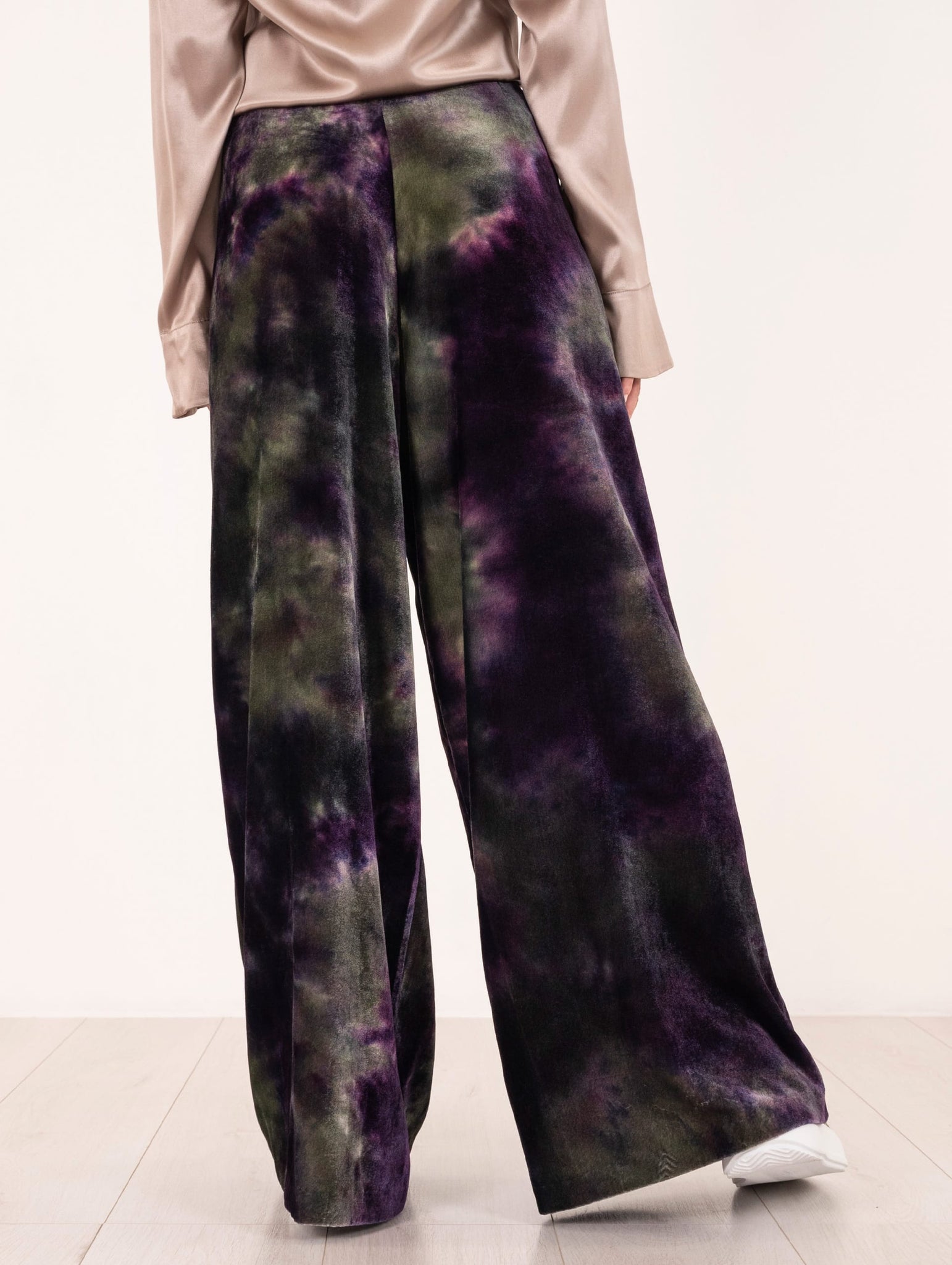 Pantalone Maliparmi in Velluto Tye & Dye Viola e Verde