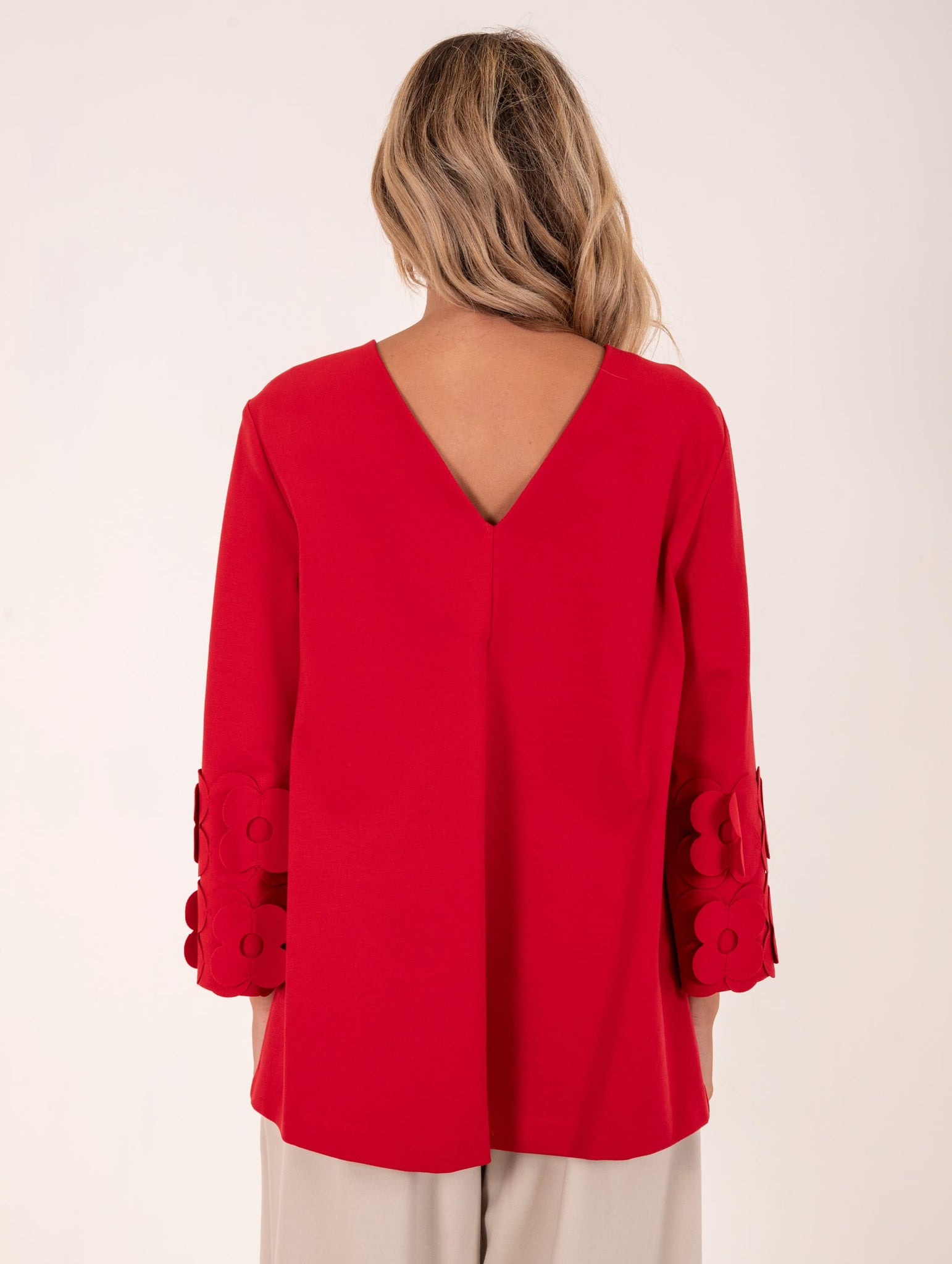 Blusa con Fiori Meimeij in Viscosa Rosso