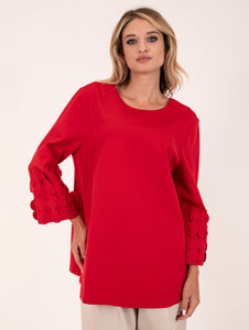 Blusa con Fiori Meimeij in Viscosa Rosso