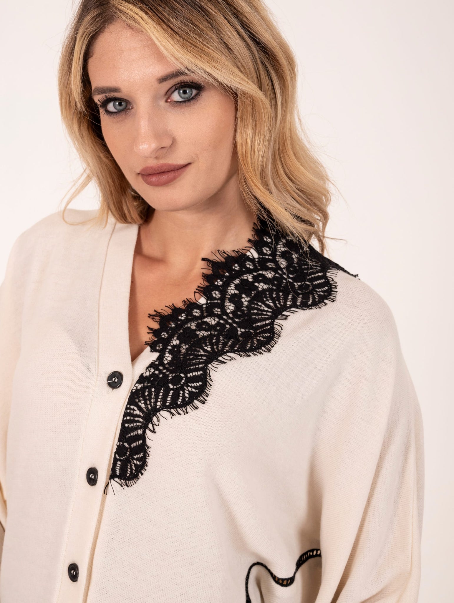 Cardigan Pizzo Meimeij Avorio