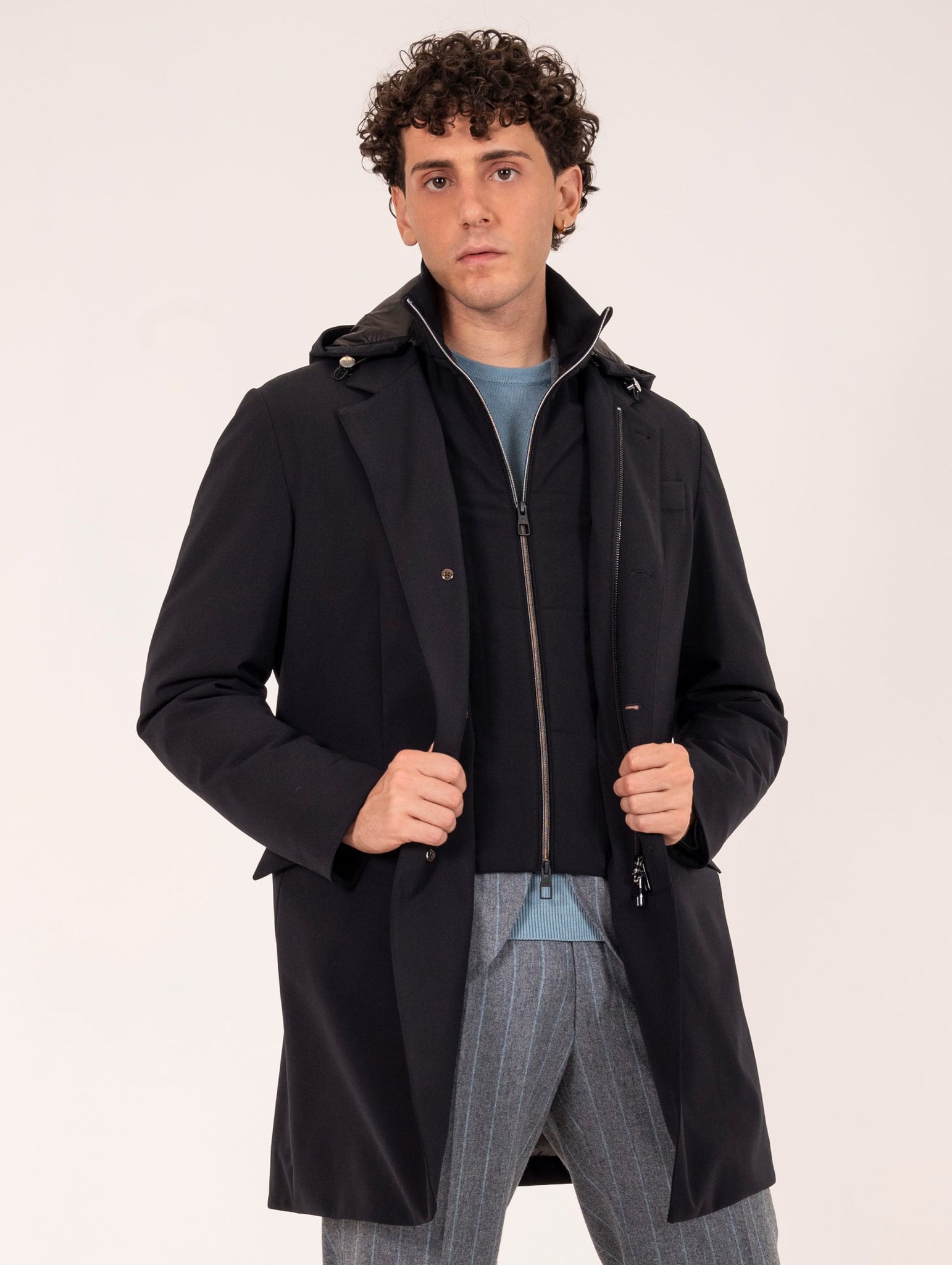 Cappotto Montecore in Tessuto Tecnico con Pettorina Blu