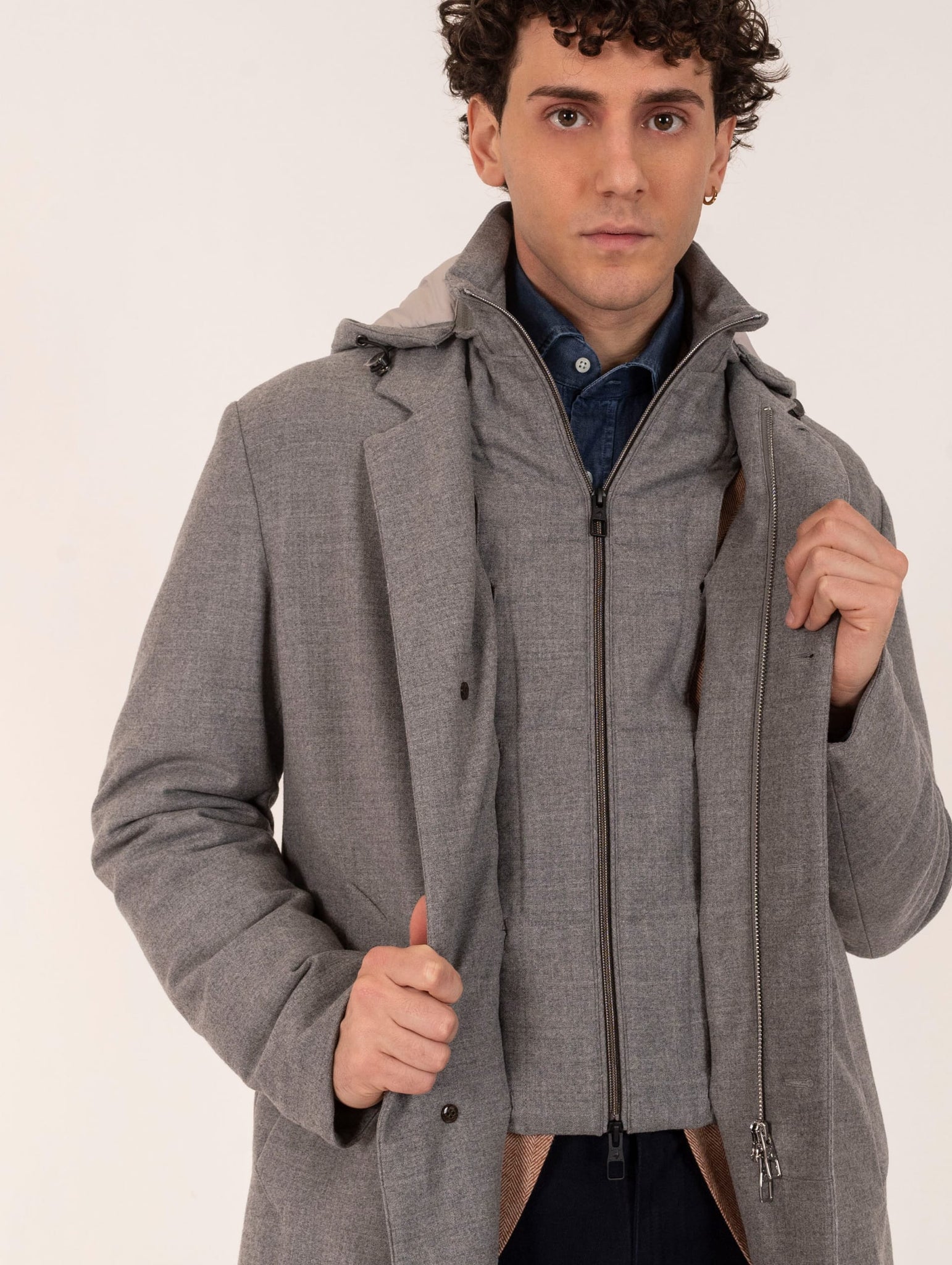 Cappotto Montecore in Lana Vergine Loro Piana Grigio