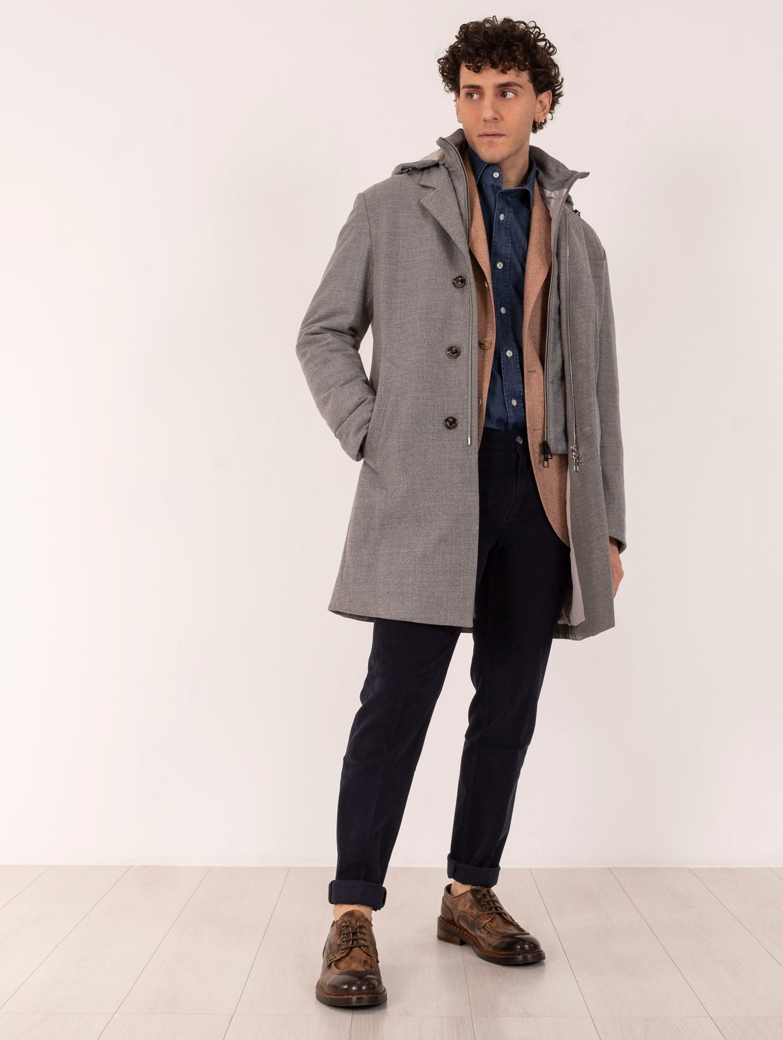 Cappotto Montecore in Lana Vergine Loro Piana Grigio