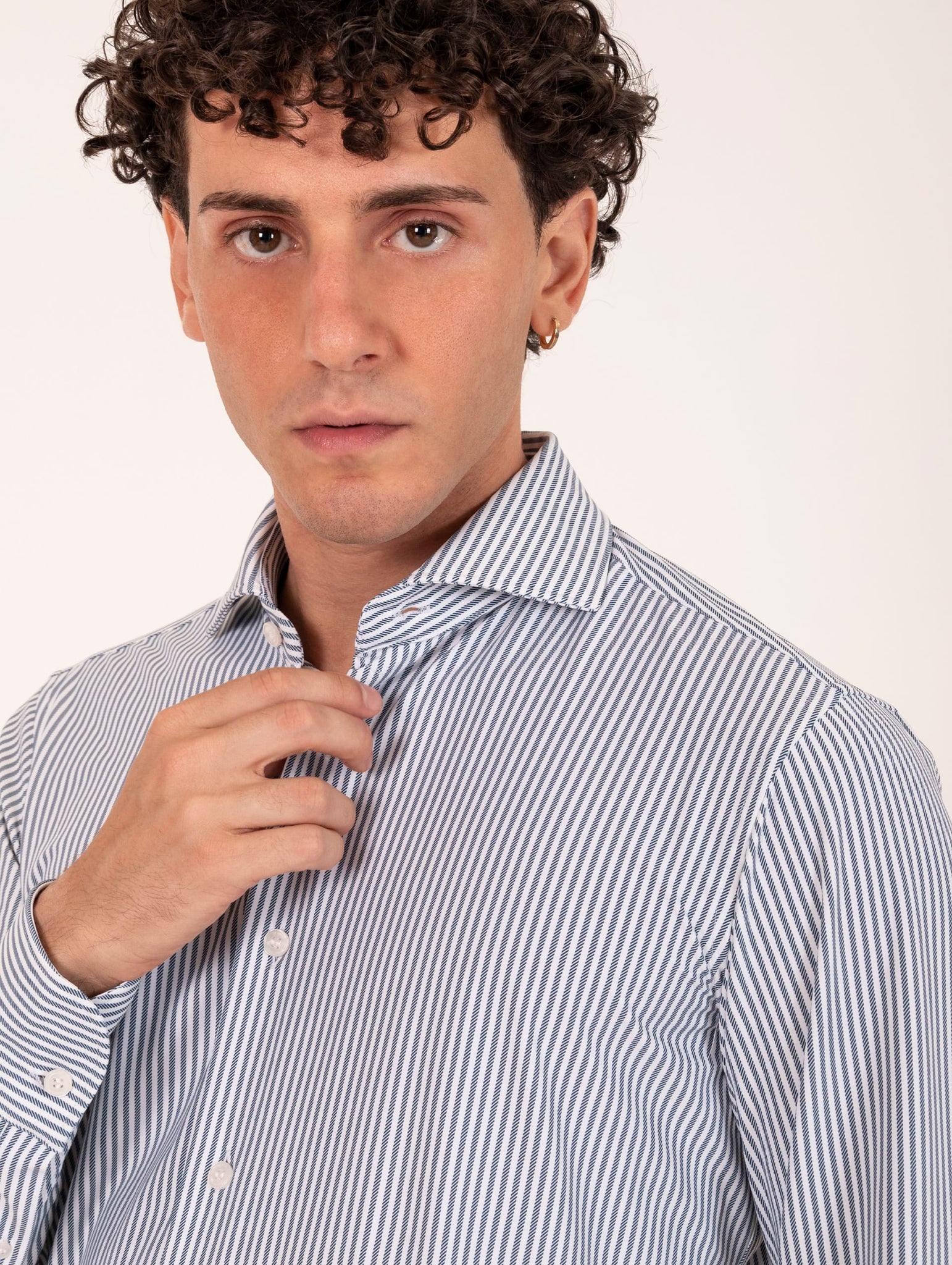 Tecno Camicia Orian Antibatterica Fantasia Bianca e Blu