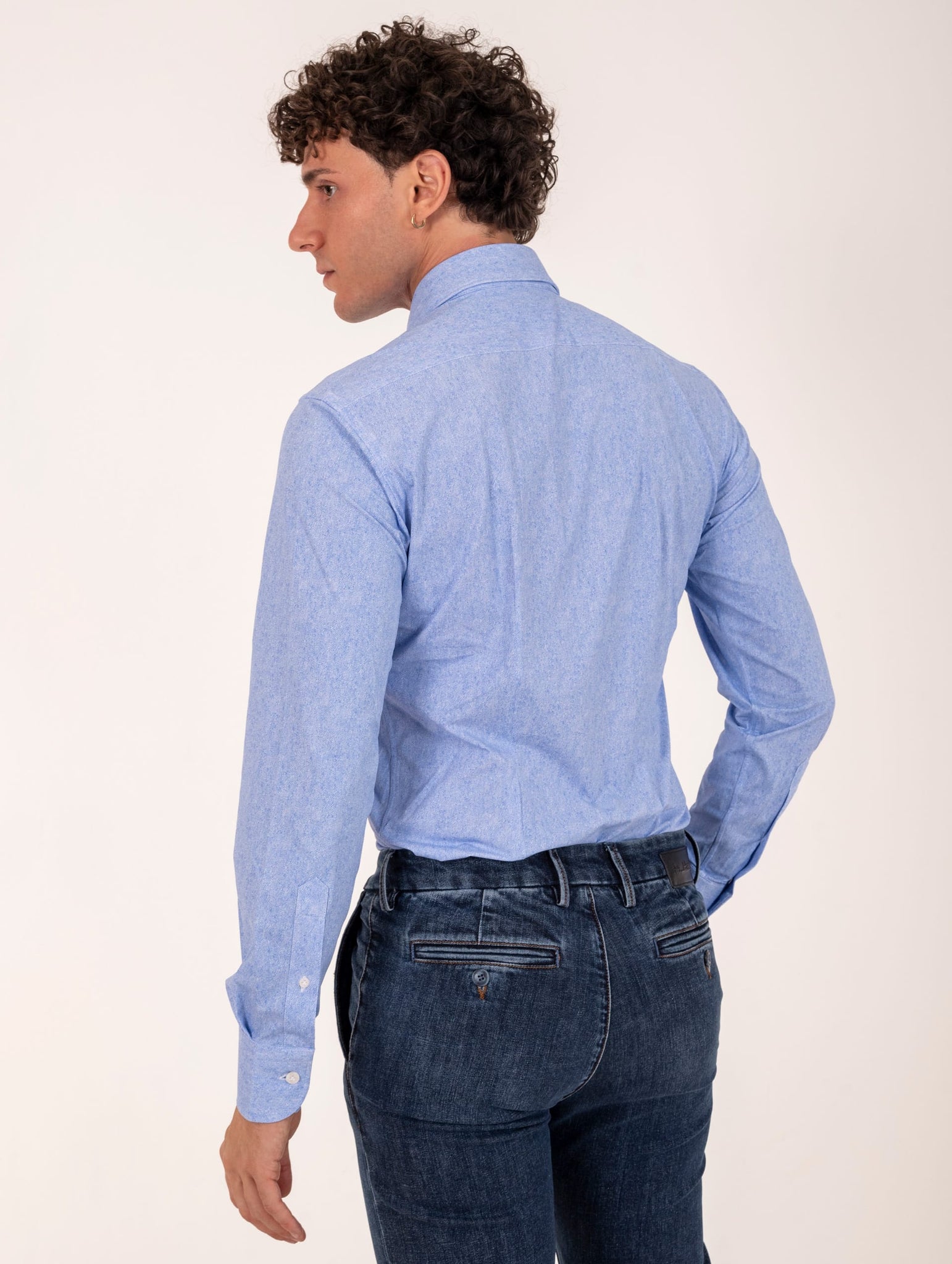 Tecno Camicia Orian Antibatterica Azzurro Melange