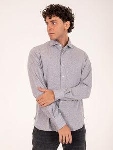 Camicia Orian in Jersey e Cashmere Grigio Chiaro