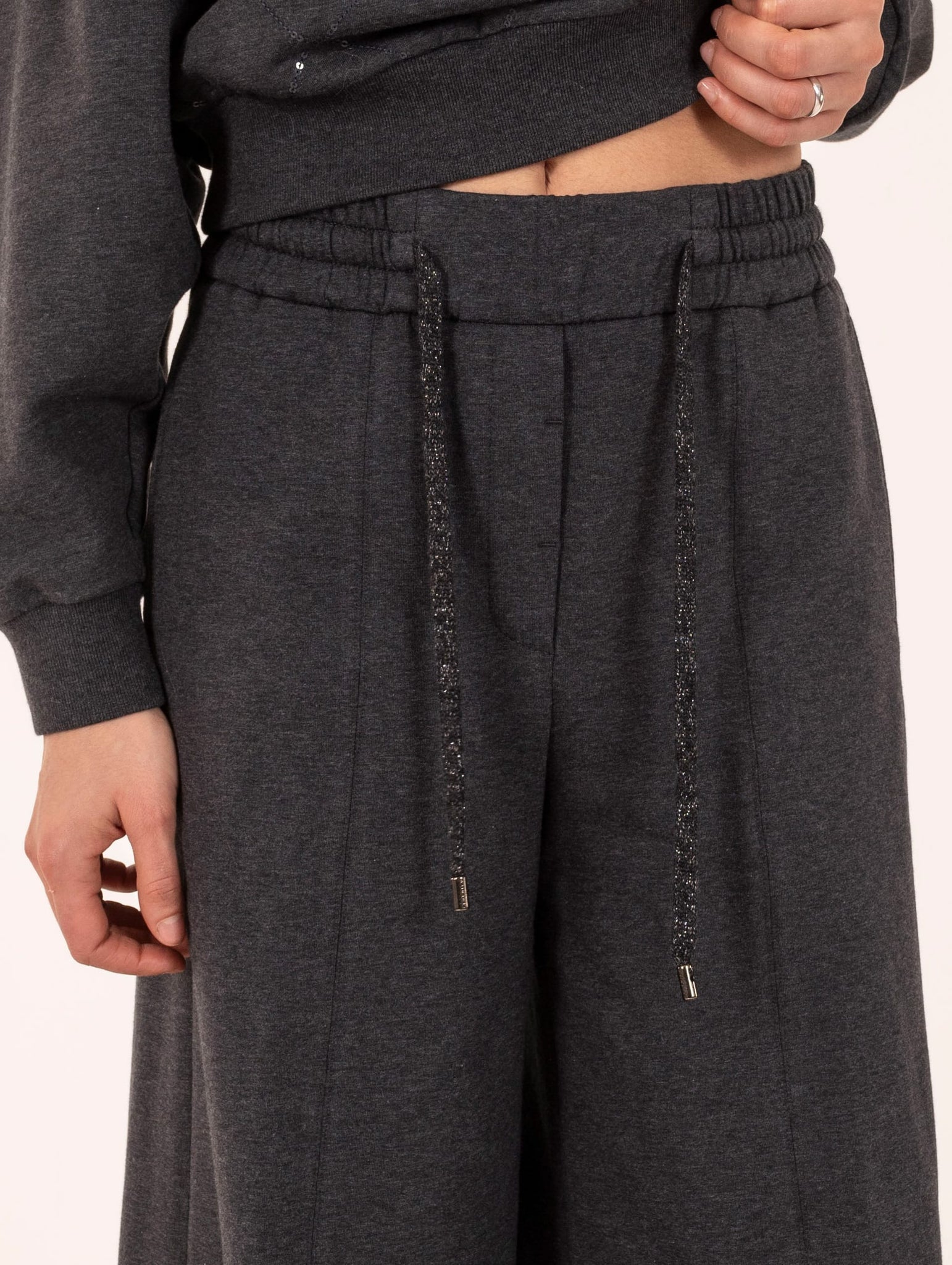 Pantalone Jogger Peserico in Felpa di Cotone Grafite