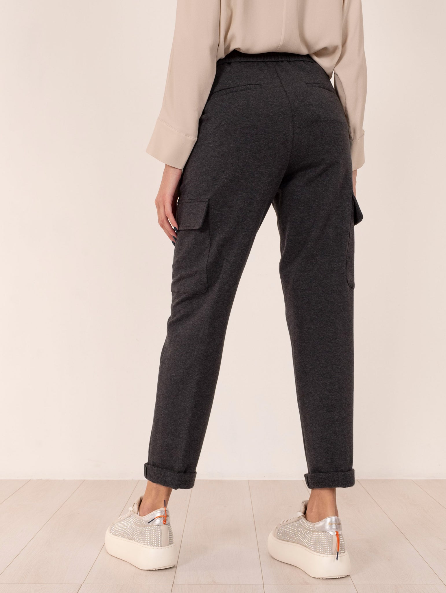 Pantalone Cargo Peserico in Cotone, Lana e Cashmere Antracite