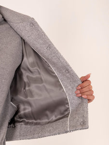 Bomber Peserico in Panno Garzato con Ricamo Paillettes Grigio