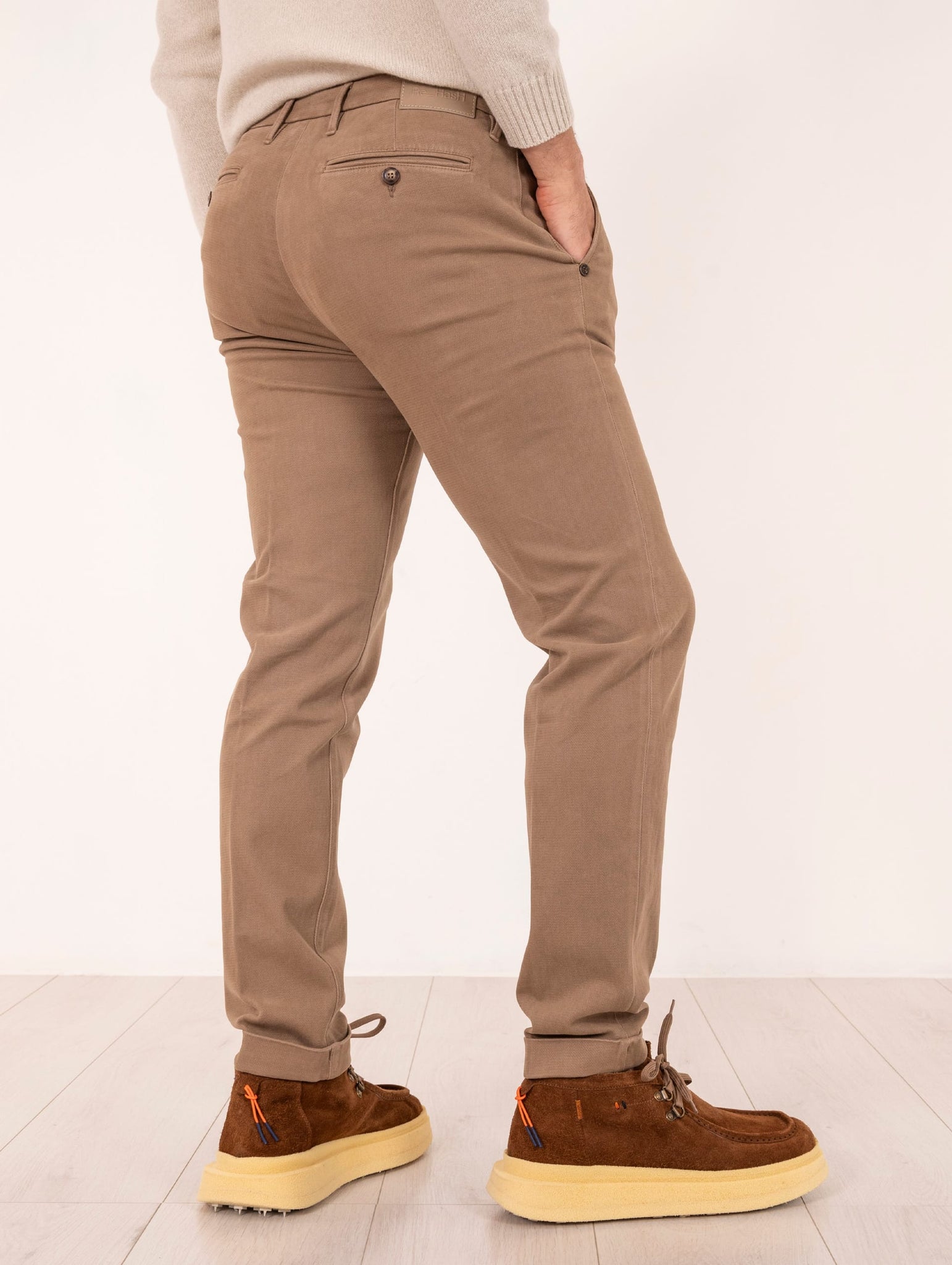 Pantalone Re-Hash in Cotone e Lyocell Piquet Beige