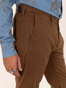 Pantalone Re-Hash in Cotone e Tencel Tabacco