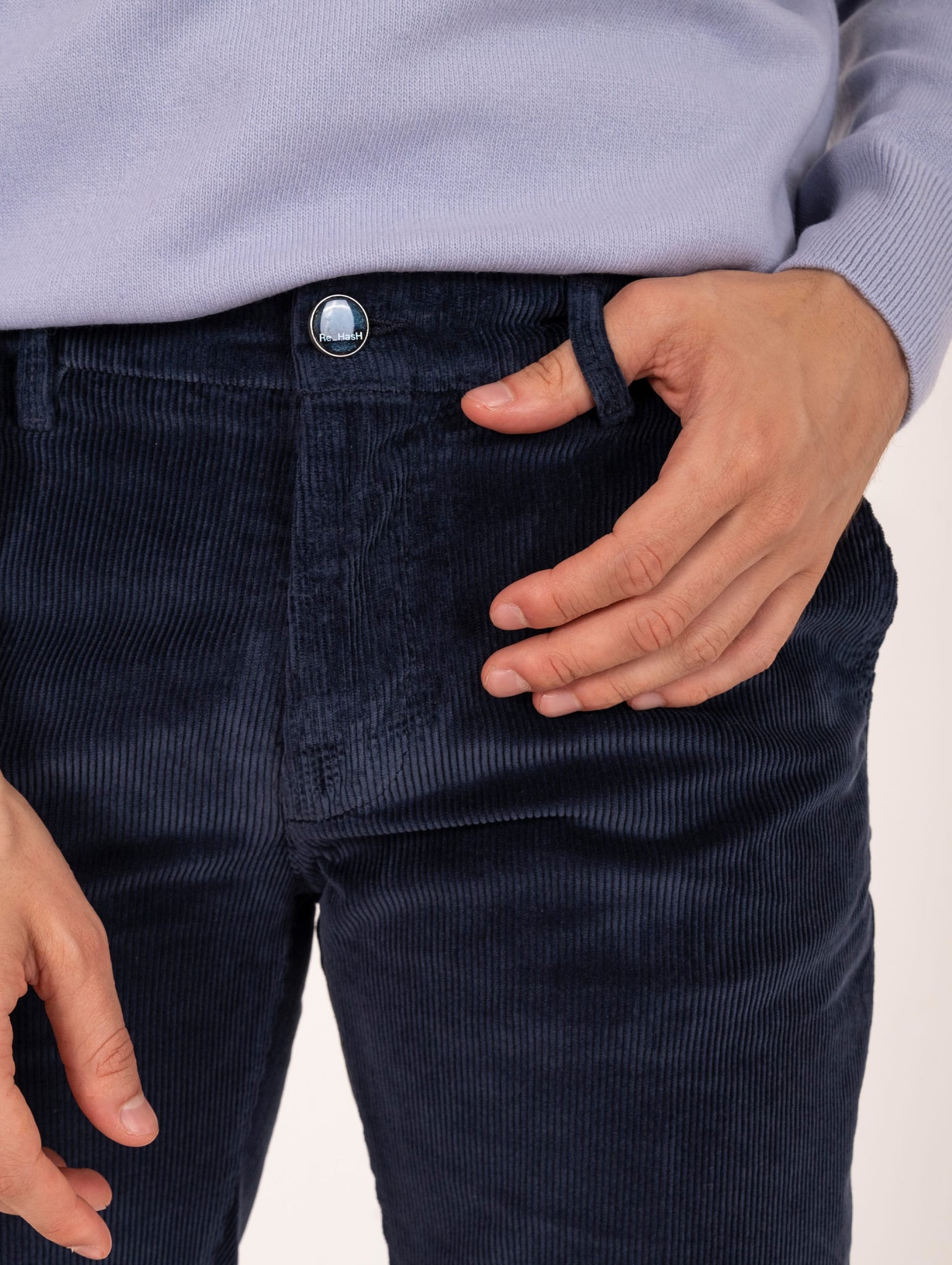 Pantalone Slim Re-Hash in Velluto Navy