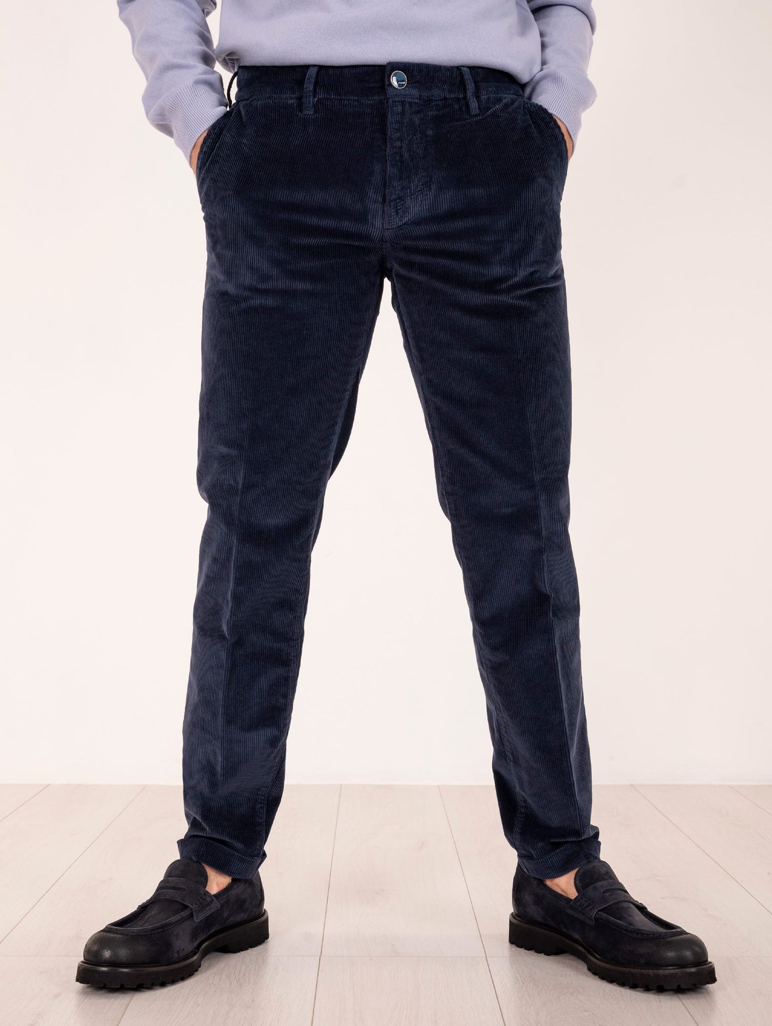 Pantalone Slim Re-Hash in Velluto Navy