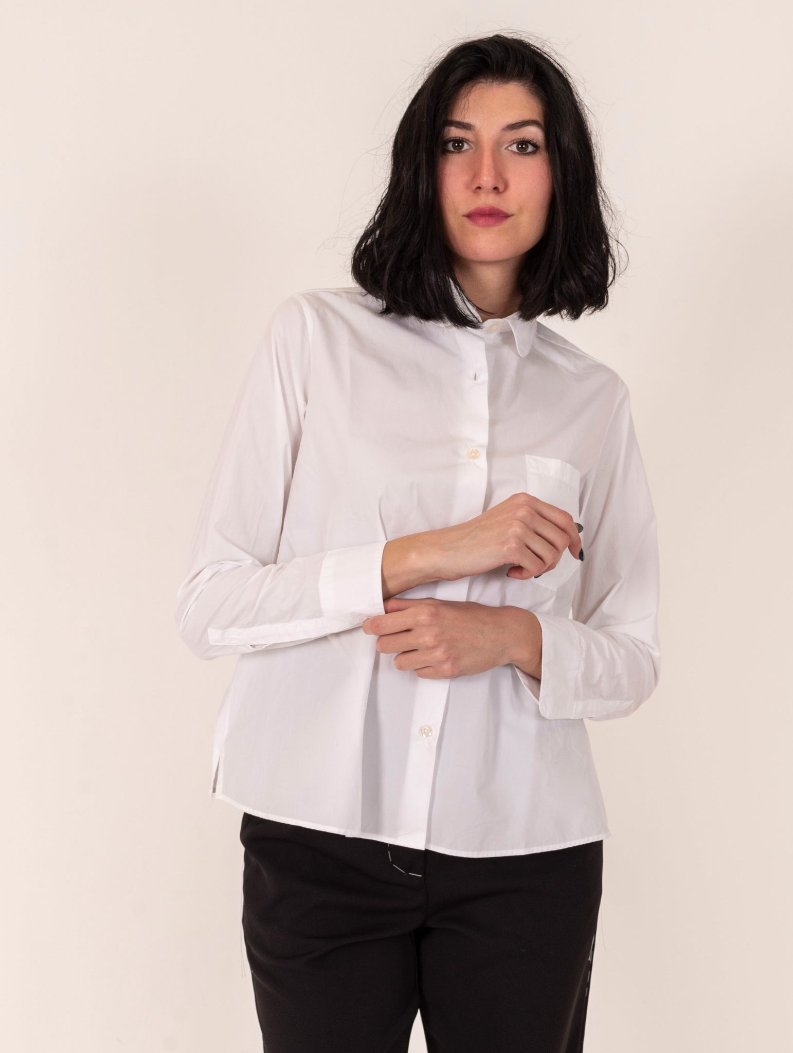 Camicia Tiny Roy Roger's in Popeline di Cotone Bianco