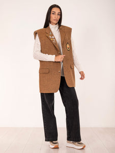 Gilet Vintage Roy Roger's in Lana Harris Tweed Cammello Melange