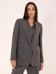 Blazer Simona Corsellini Gessato Lurex Grigio