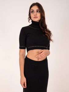 Dolcevita Cropped Simona Corsellini con Borchie in Lana Vergine Nero