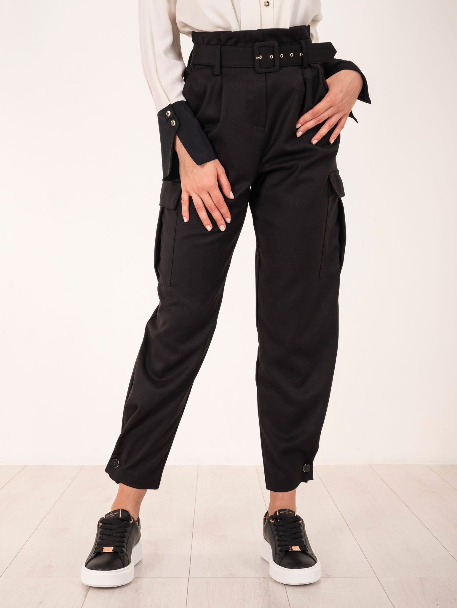 Pantalone Cargo Simona Corsellini in Viscosa Nero