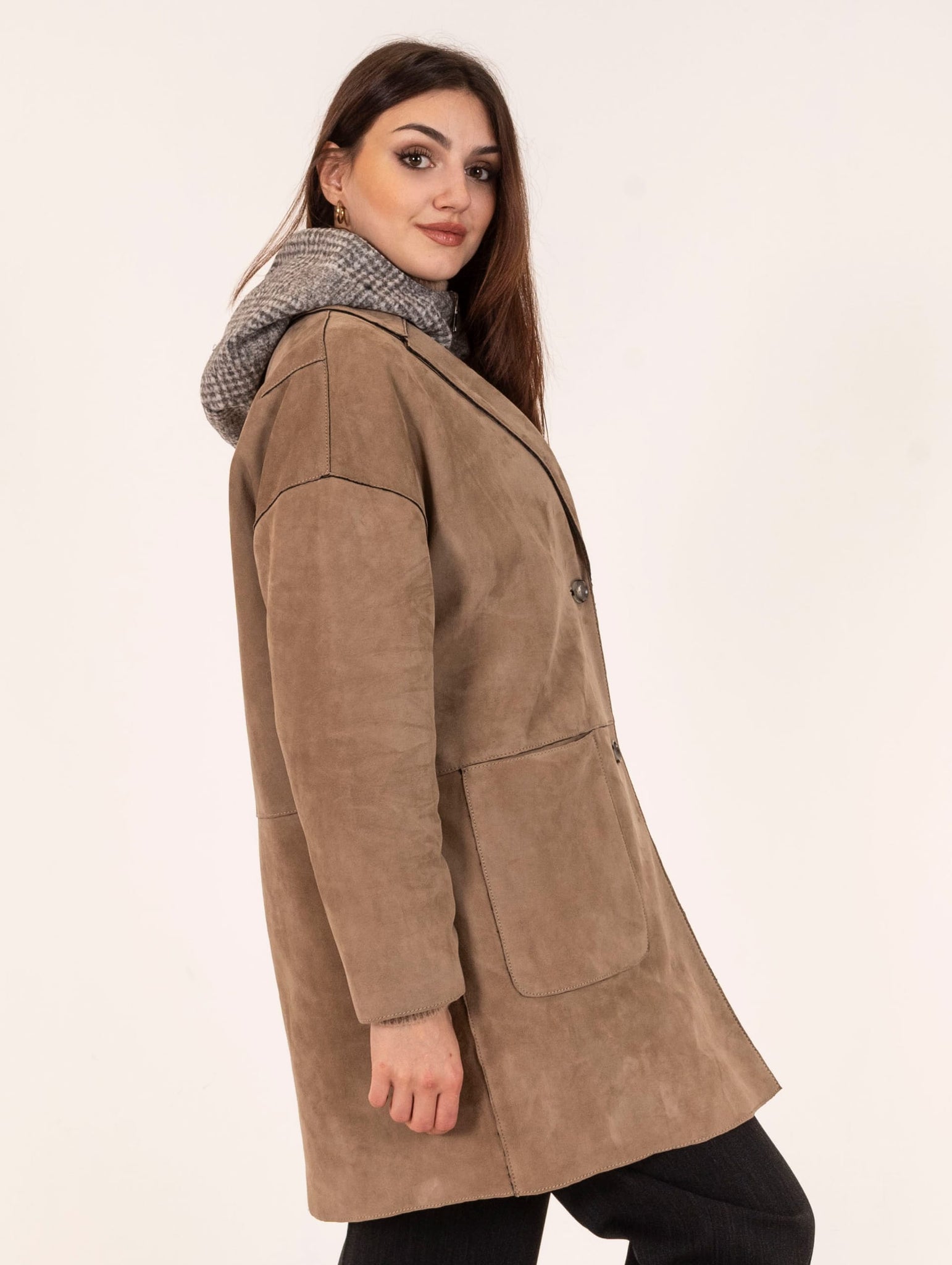 Cappotto Tri Season The Jackie Leather in Suede Beige