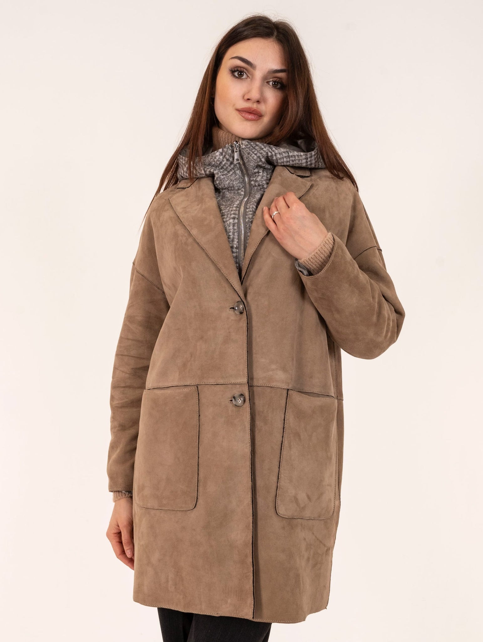 Cappotto Tri Season The Jackie Leather in Suede Beige