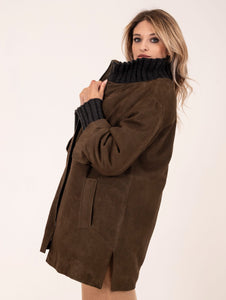 Cappotto Desire The Jeackie Leather in Lana e Suede Fango