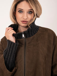 Cappotto Desire The Jeackie Leather in Lana e Suede Fango