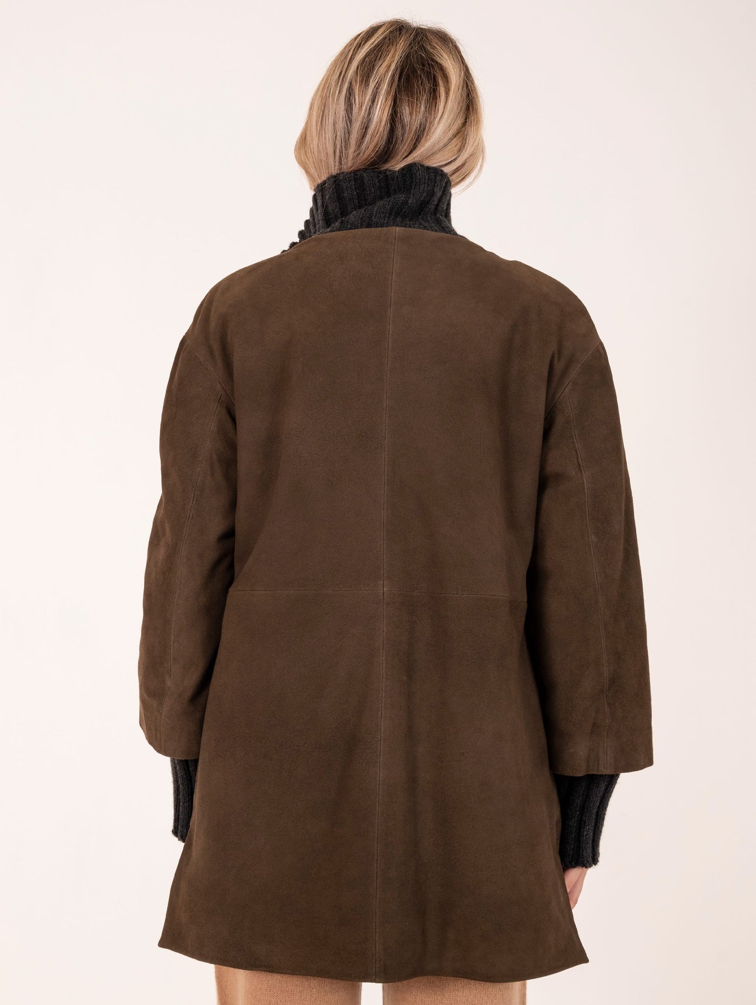 Cappotto Desire The Jeackie Leather in Lana e Suede Fango