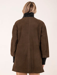 Cappotto Desire The Jeackie Leather in Lana e Suede Fango