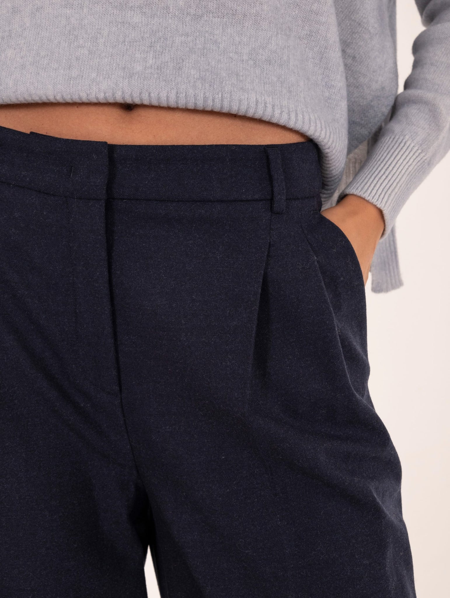 Pantalone Via Masini 80 in Lana Vergine Blu Navy