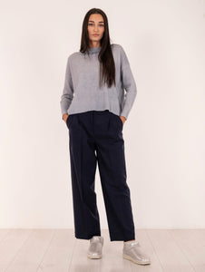 Pantalone Via Masini 80 in Lana Vergine Blu Navy