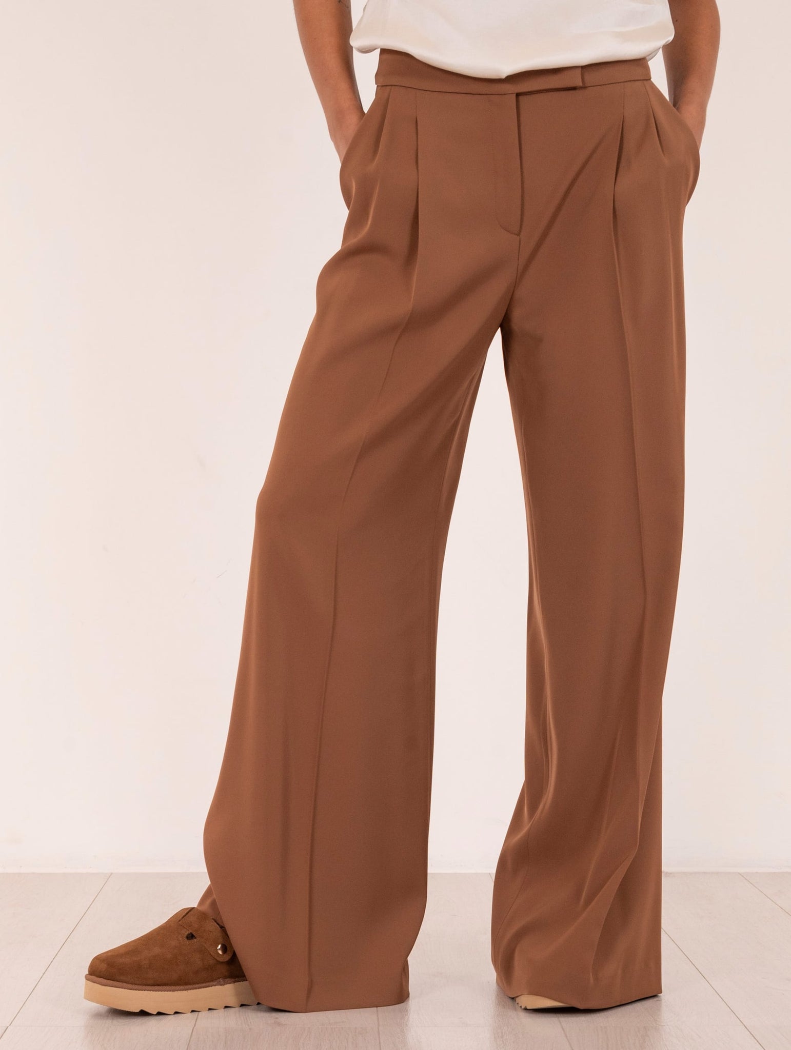 Pantalone Via Masini in Fluido Cadì Nocciola