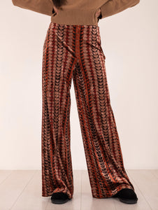 Pantalone Via Masini Velluto Geometric Cacao e Nocciola