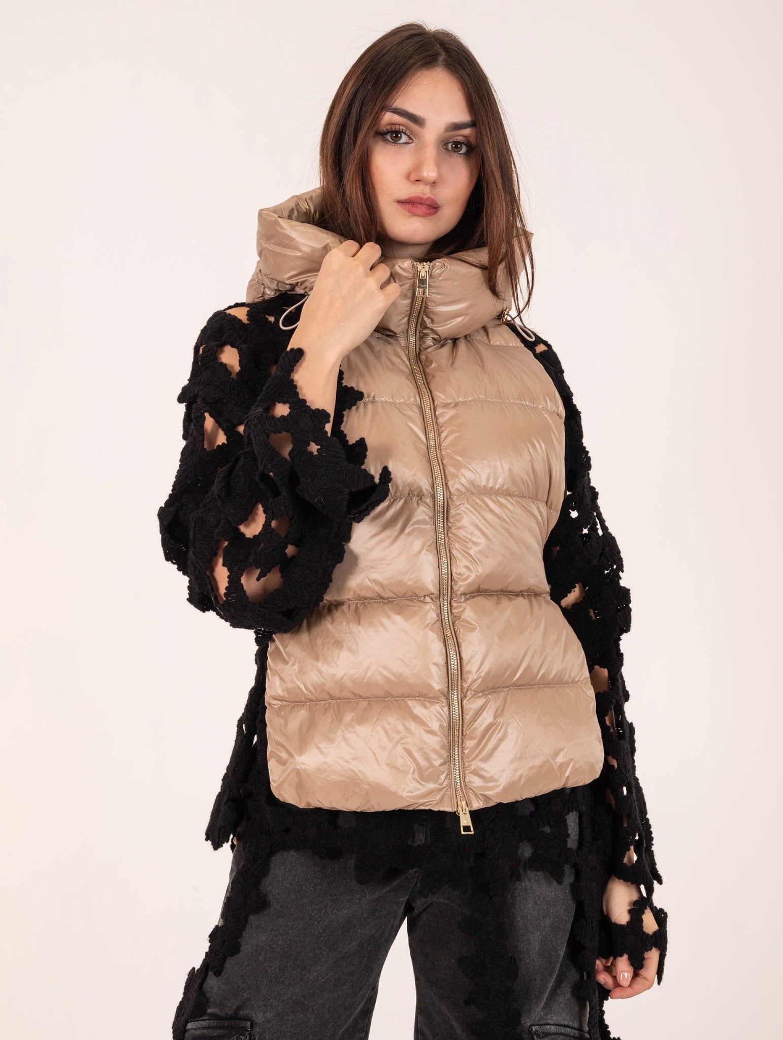 Gilet Violanti in Piuma Beige