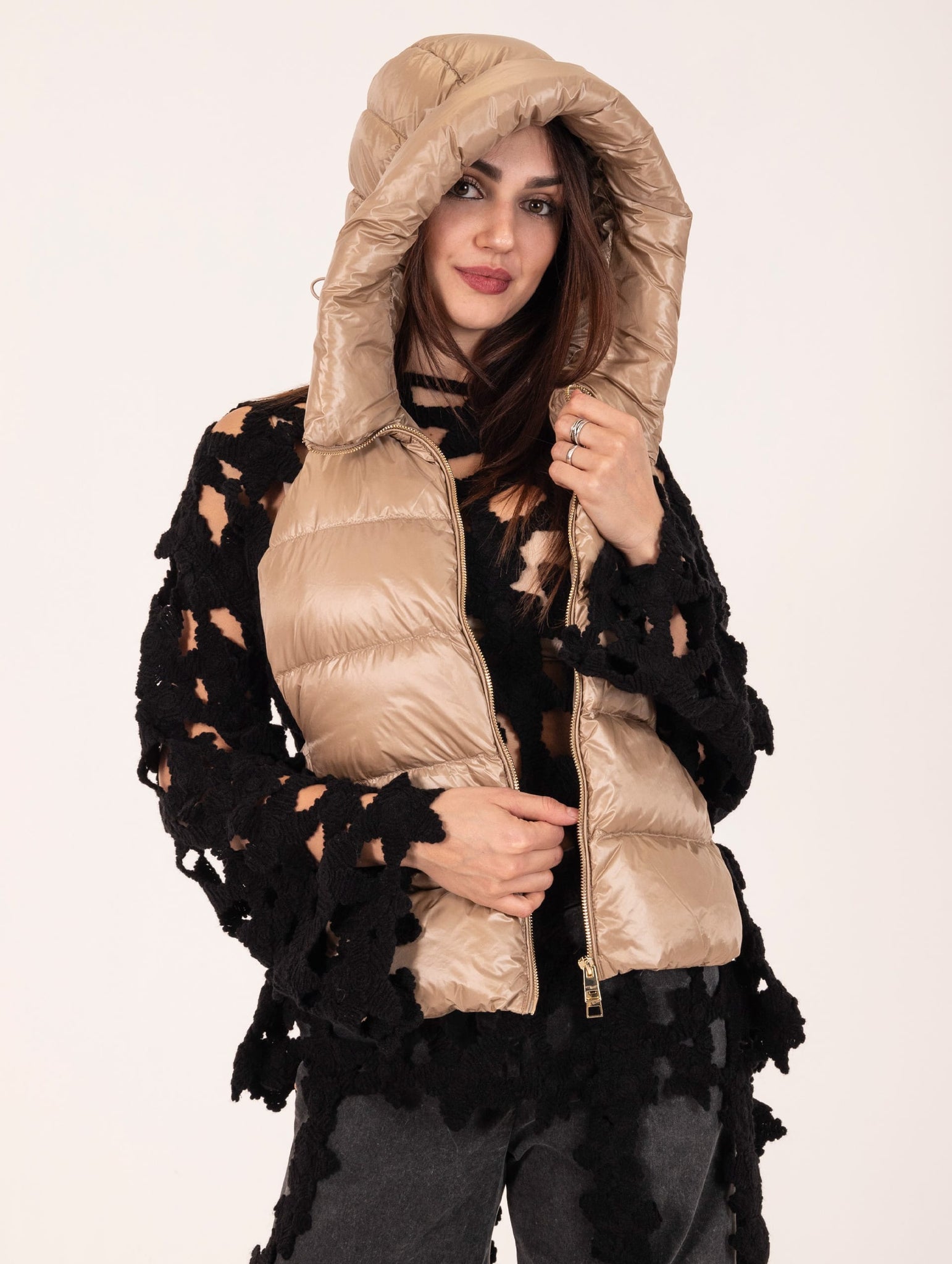 Gilet Violanti in Piuma Beige