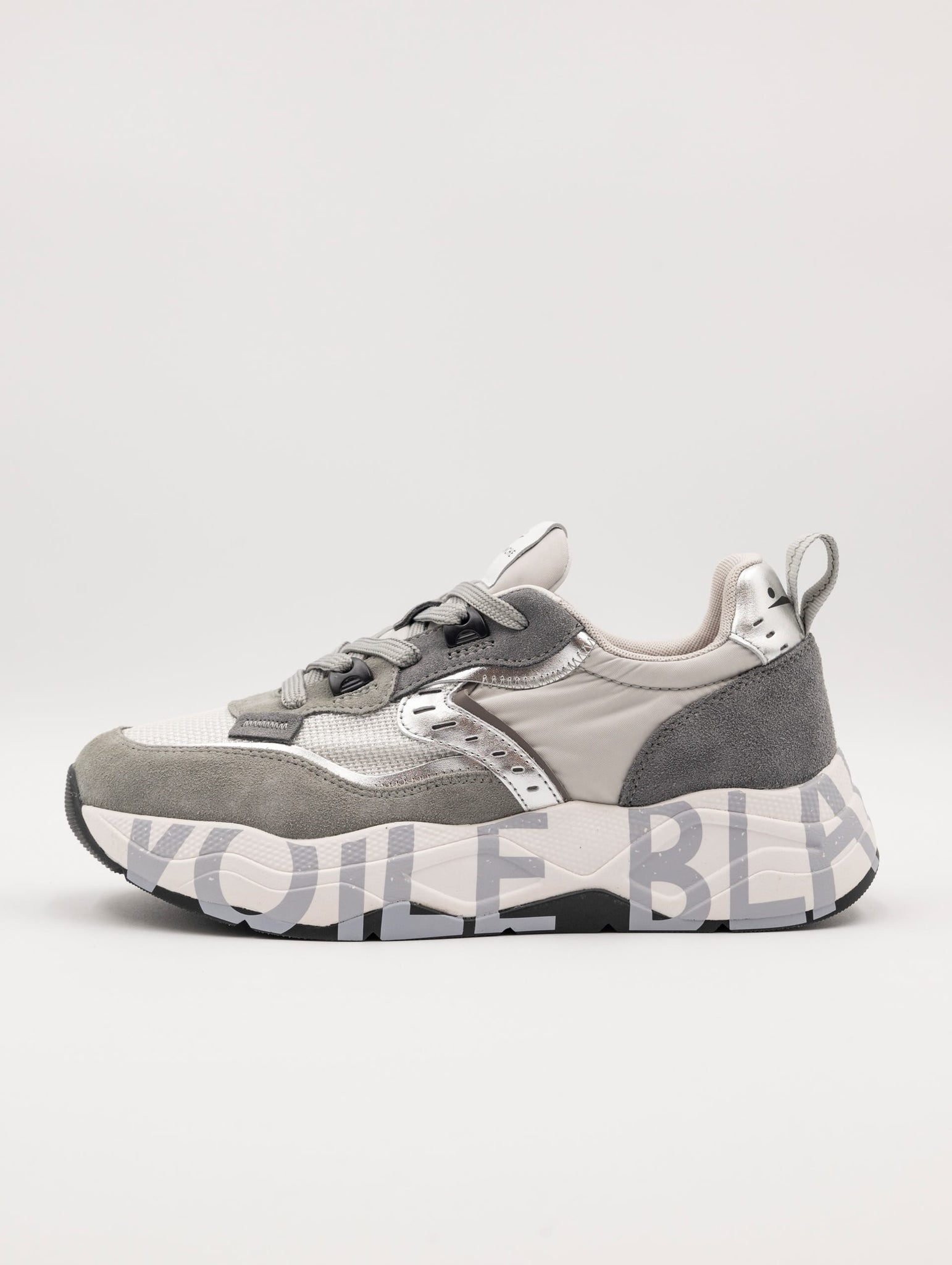 Sneakers Club105 Voile Blanche in Suede e Nylon Grigio e Argento