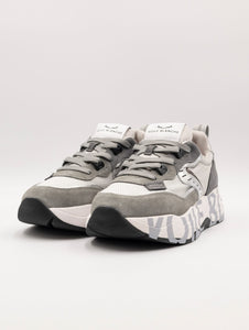 Sneakers Club105 Voile Blanche in Suede e Nylon Grigio e Argento