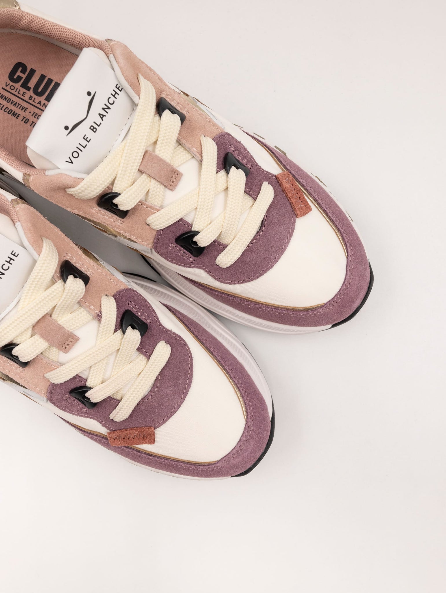 Sneakers Club105 Voile Blanche in Suede e Nylon Bianca e Viola