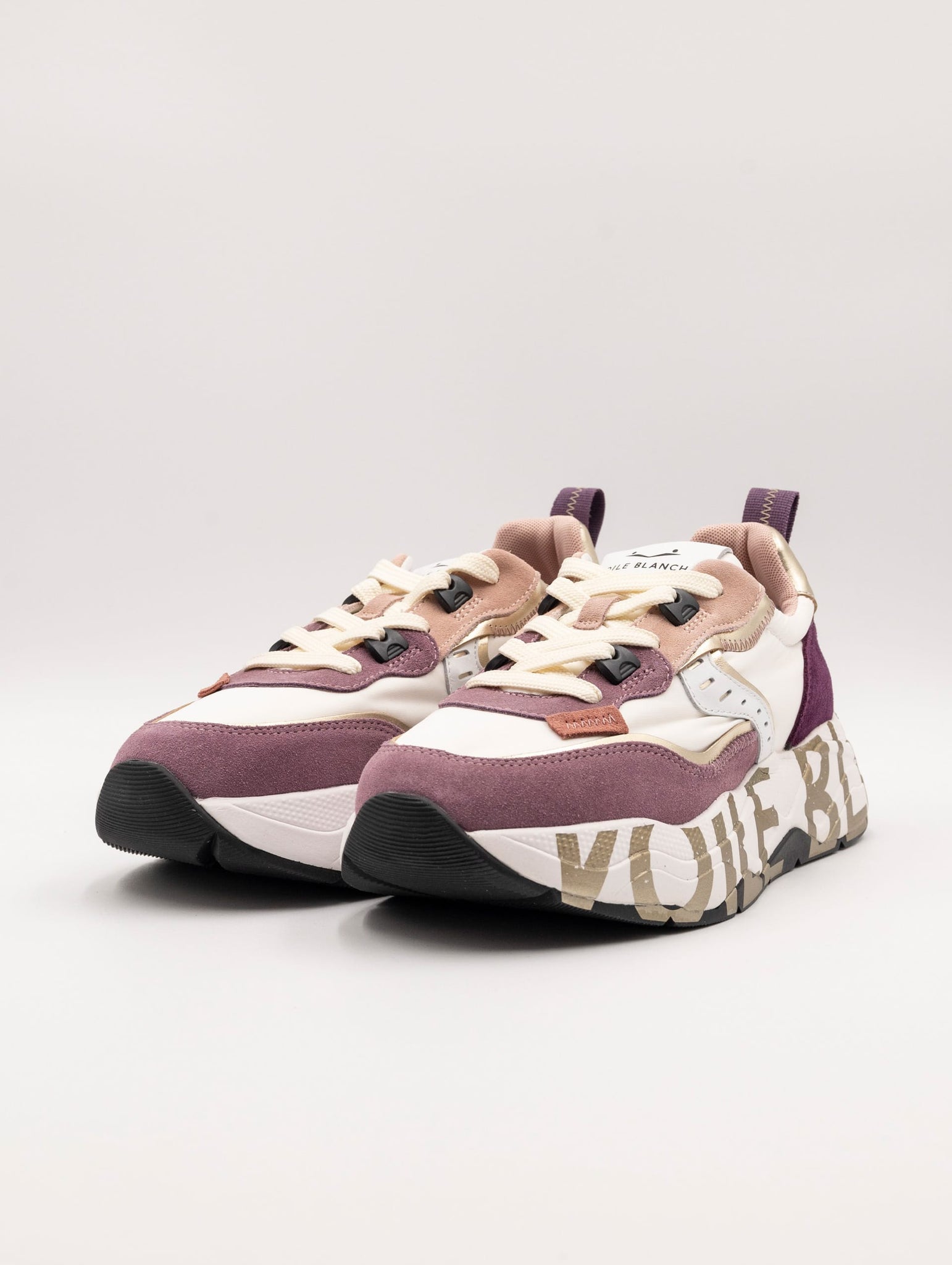 Sneakers Club105 Voile Blanche in Suede e Nylon Bianca e Viola