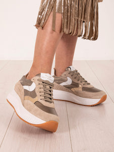 Sneakers Lana Fresh Voile Blanche Beige e Platino