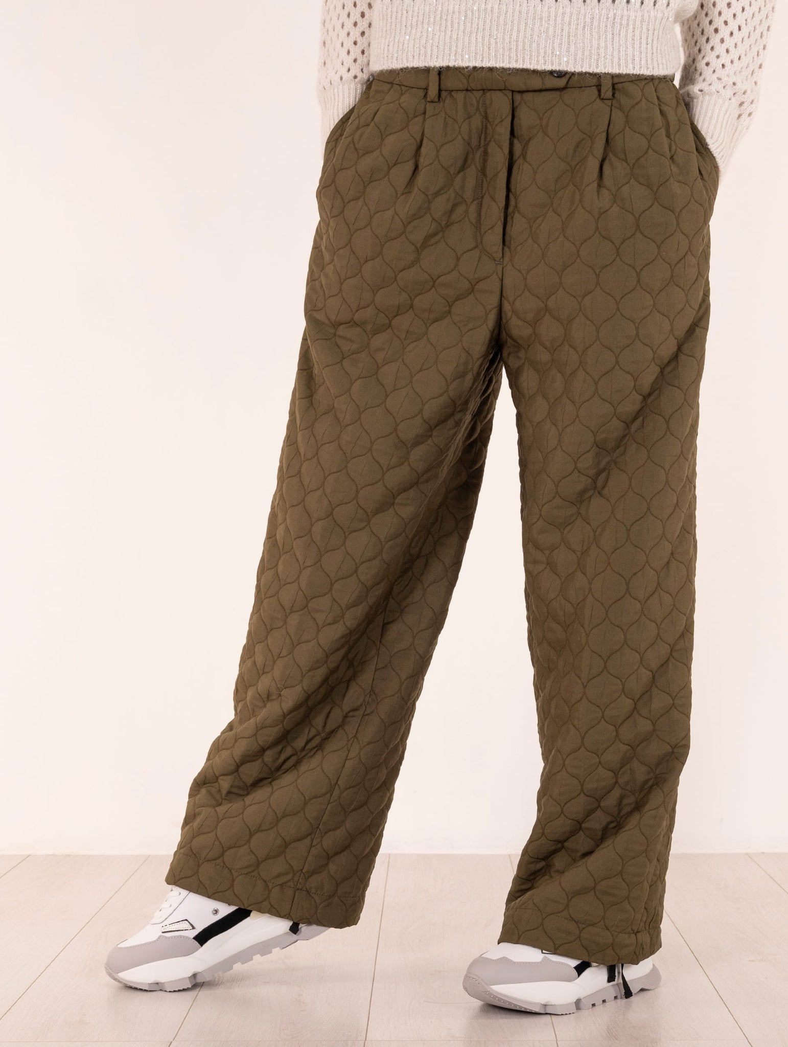 Pantalone Whitesand Matelassè Verde Miliatare