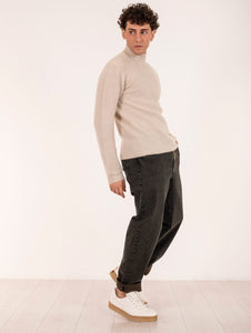 Pantalone White Sand in Cotone Denim Stretch Oliva