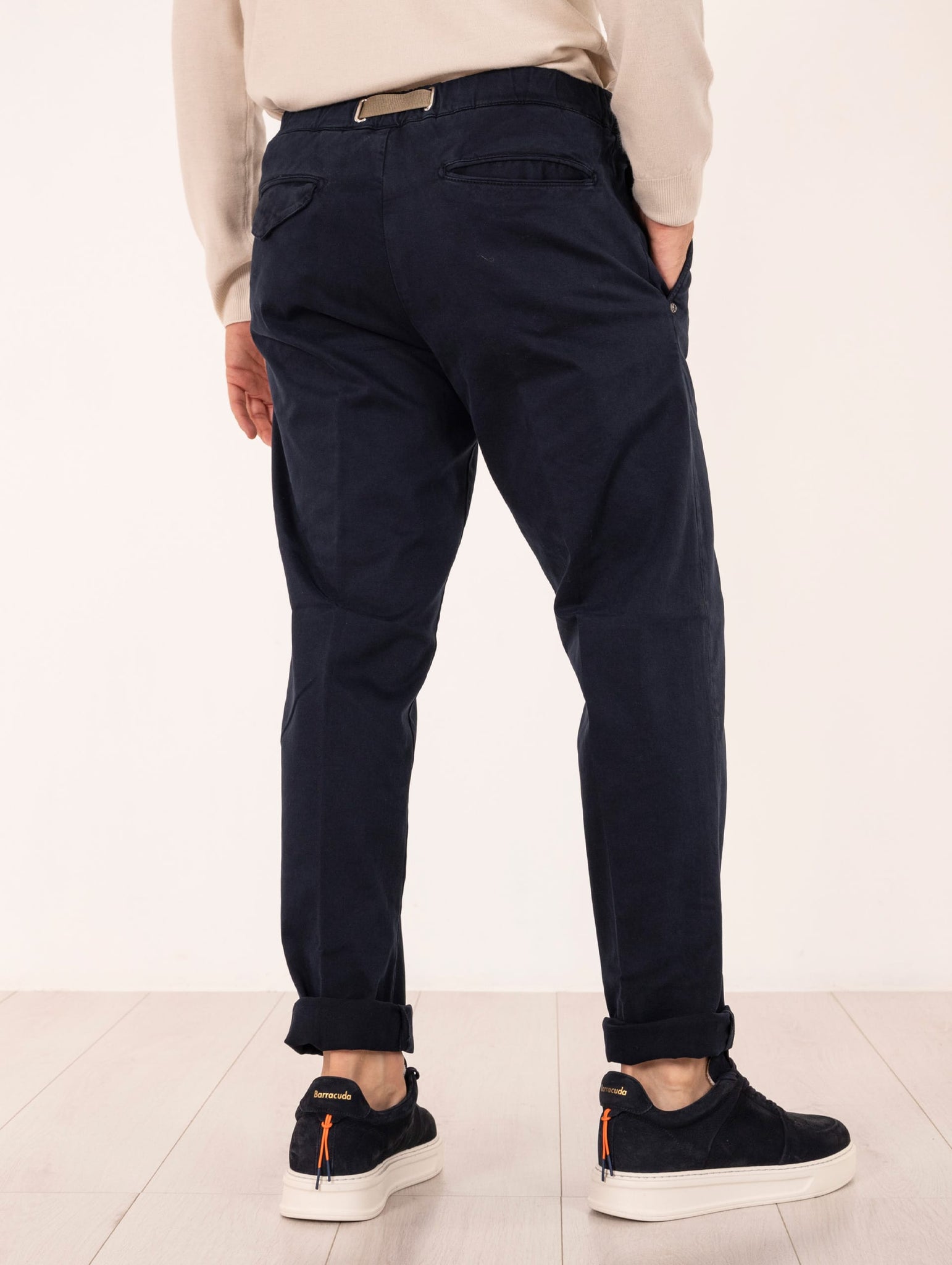 Pantaloni White Sand in Cotone Stretch Blu