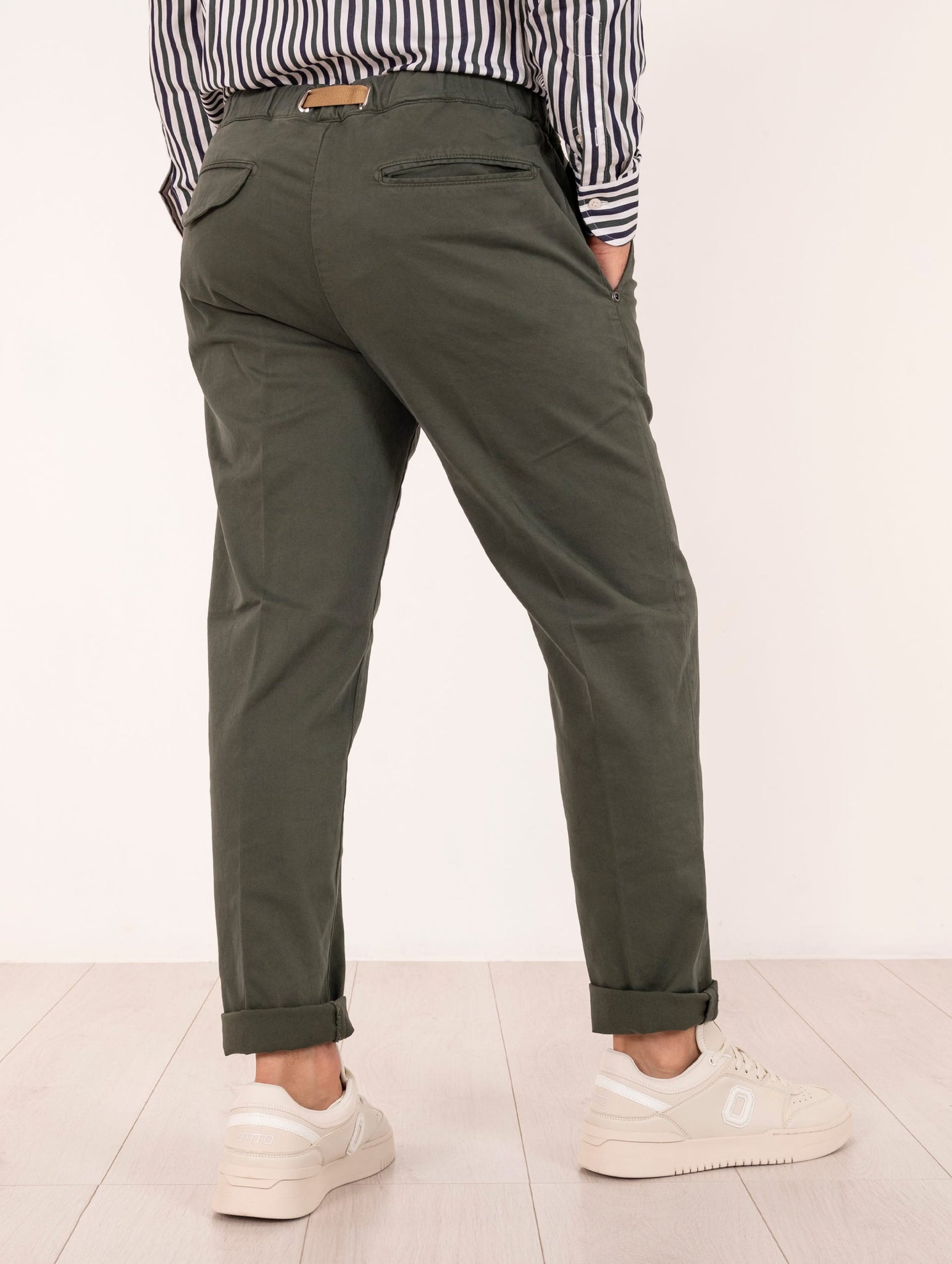 Pantaloni White Sand in Cotone Stretch Militare