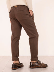 Pantaloni White Sand in Cotone Stretch Marrone