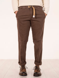 Pantaloni White Sand in Cotone Stretch Marrone