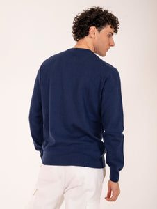 Maglia Girocollo Zanieri Lambswool e Cashmere Blu