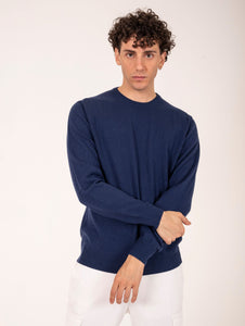 Maglia Girocollo Zanieri Lambswool e Cashmere Blu