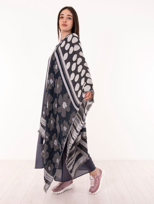 Sciarpa Alessia Santi in Viscosa e Cotone Grigia e Blu