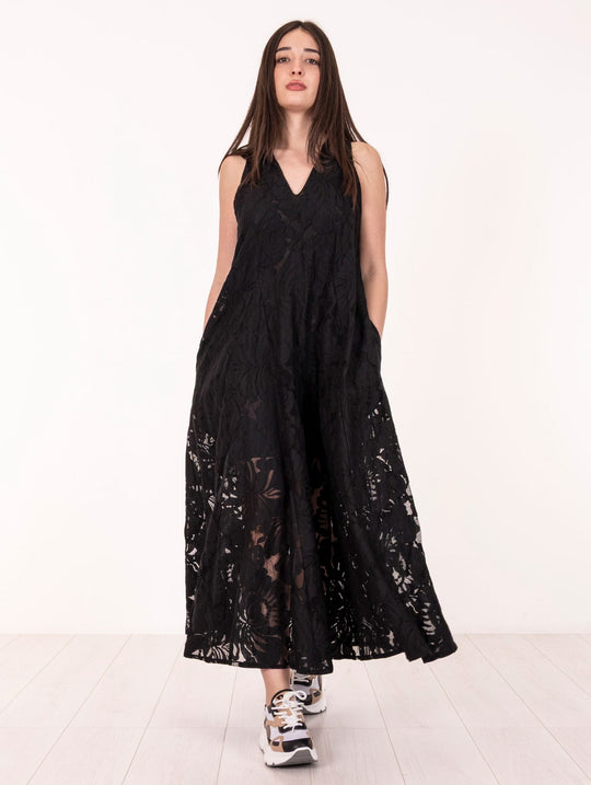 Abito Pizzo Meimeij in Cotone Nero