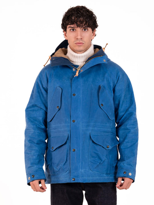Manifattura Ceccarelli Fisherman Parka aus wasserabweisendem Baumwollstoff in Blau